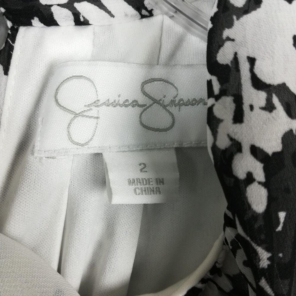 Jessica Simpson Womens Dress Halter Shift Above Knee White Black Floral Tie 2 - Picture 5 of 12